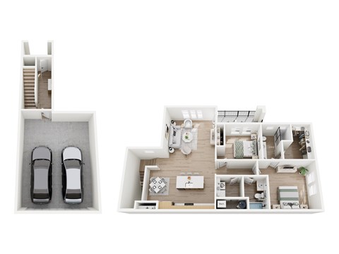 Floor plan for 2 beds, 2 baths, 1395 sqft